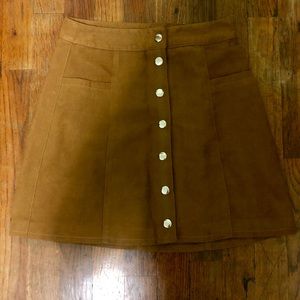 suede a-line mini skirt with buttons